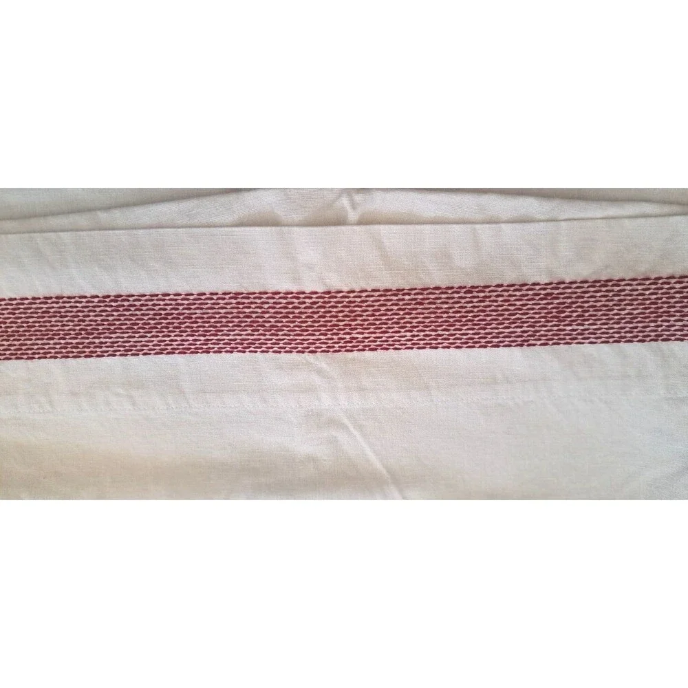 Organic Cotton Blend King Pillowcases Crate & Barrel White Red Stitch Trim